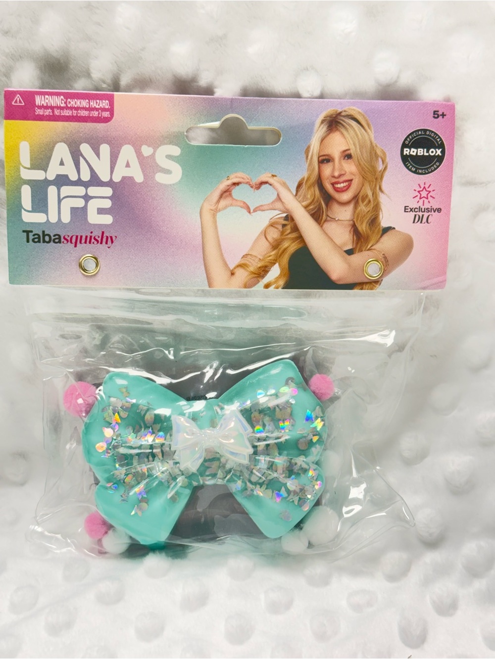 Lana's Life Aqua Bow Tabasquishy with Glitter with Roblox Exclusive DLC